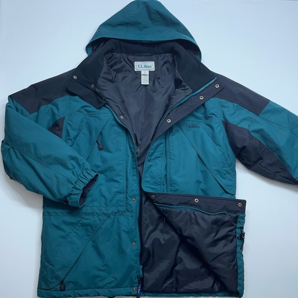 L.L. Bean Thinsulate Hooded Parka Mens Size Large Lite Loft Insulated Teal Blue